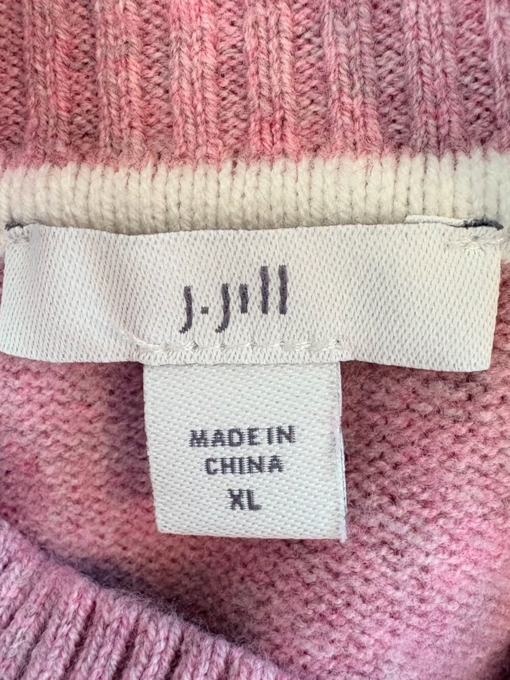 J. Jill Contrasting Details Mock Neck Sweater Marled Blush Pink Cream Trim XL - Picture 4 of 10